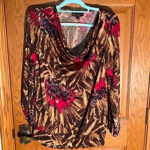 Bold rich colors on nicely draped cowl neck